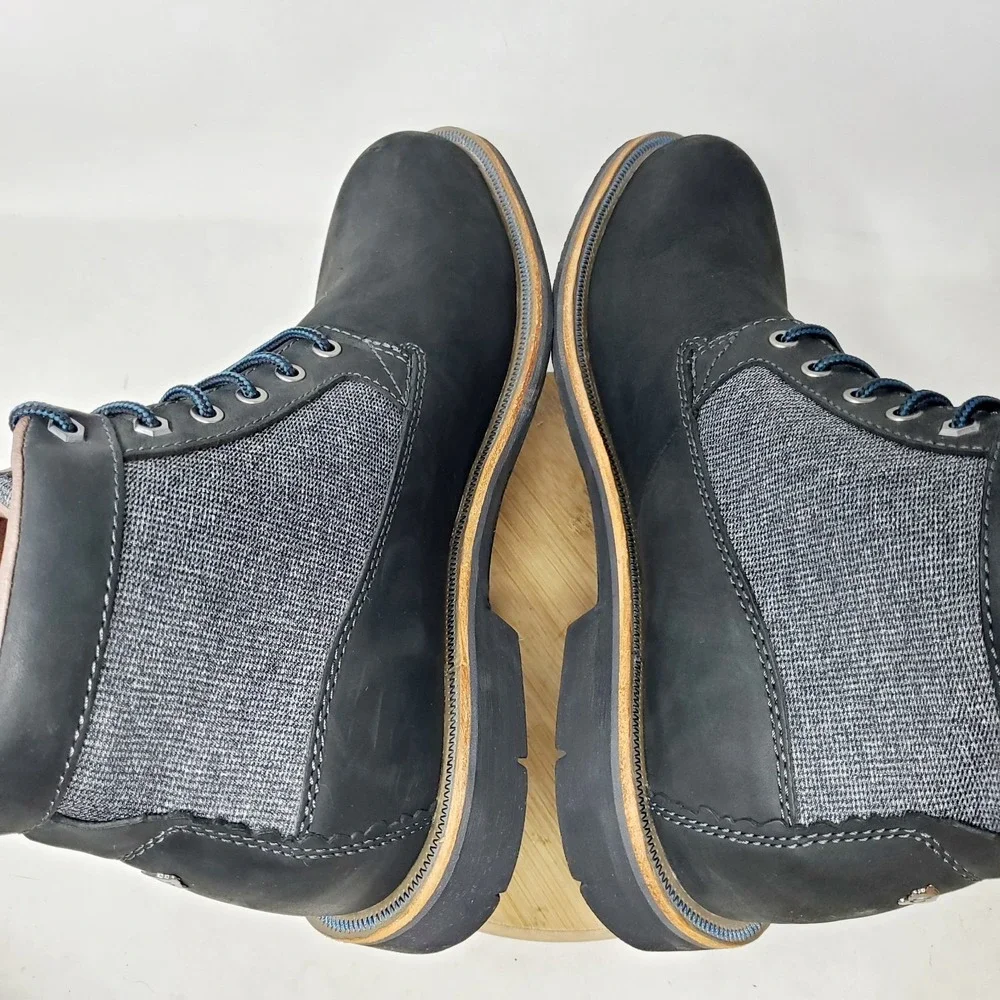 Olukai Hualalai Boots Men 45 Black Leather Classic Hipster Lace Up Lug Sole Shoe
